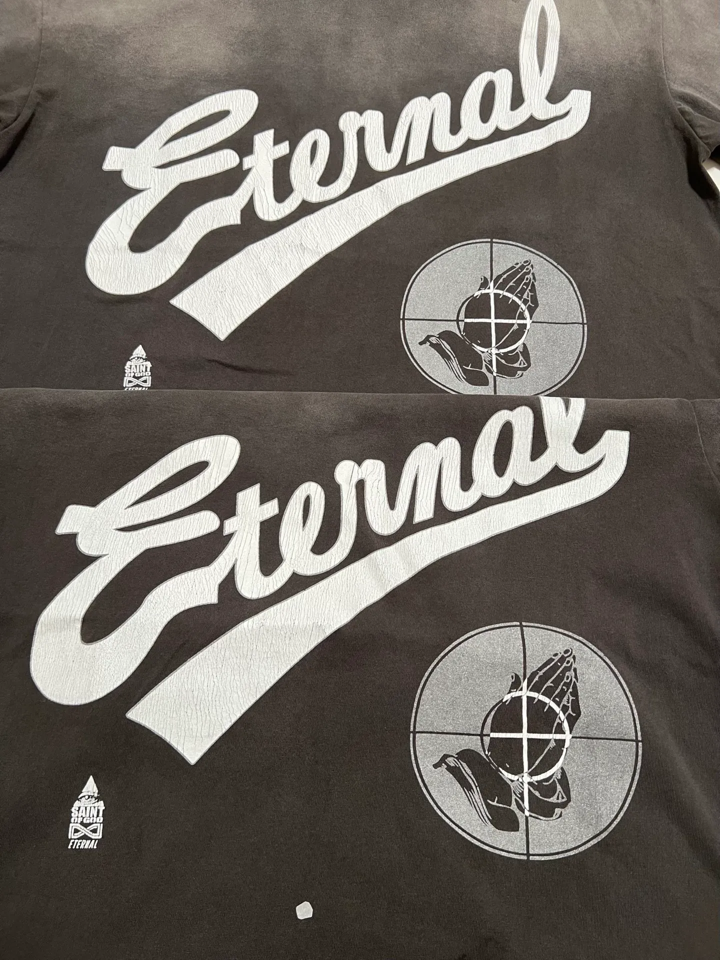 Washing/printing proofing SAINT Mxxxxxx × FEAR OF GOD FG_SS TEE/SNT OF GOD/BLK 25SS Heavy FOG joint model SAINT OF GOD prayer short-sleeved wash black S-XL